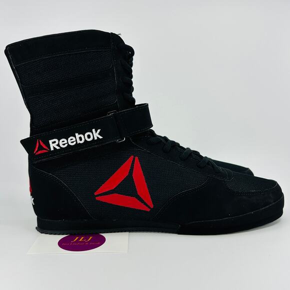 Reebok Men's Boxing Boot 'Buck Delta - Black' Mayweather BD1347 Size 8.5 - Picture 1 of 11